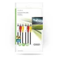 Nedis Composite-Videokabel / 3x Cinch-Stecker / 3x Cinch-Stecker / Vernickelt / 480p / 10.0 m / Rund / PVC / Schwarz / Umschlag