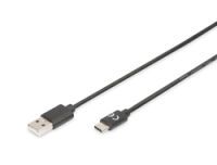 DIGITUS USB 2.0 Anschlusskabel Typ C -A  St/St     1.0m,  sw (AK-300154-010-S)