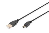 DIGITUS USB 2.0 Anschlusskabel Typ A -mini B  St/St 1.8m, sw (AK-300130-018-S)