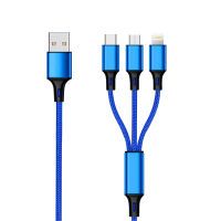 2GO 3in1 USB Ladekabel Micro-USB,Apple,TypeC Nylon 1,5m blau (797151)