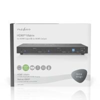 Nedis HDMI ™ Matrix Switch / 4x 2-Port port(s) / 4x HDMI™ Eingang / 2x 3.5 mm / 2x HDMI™ Ausgang / 2x TosLink / 4K@60Hz / 18 Gbps / ferngesteuert / Metall / Anthrazit