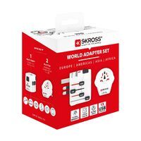 Skross Der leistungsstarke 3-polige Weltreiseadapter für Reisende aus aller Welt mit USB-Anschluss