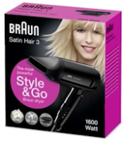 Braun Haartrockner Satin Hair 3 HD 350 Style&Go - klappbar