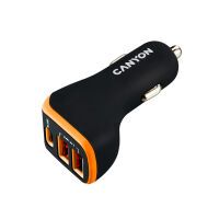 Canyon KFZ-Ladegerät 3Port 2xUSB-A,USB-C 18W PD black/orange retail (CNE-CCA08BO)