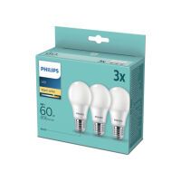 Philips LED Lampe Dreierpack nicht dimmbar, LED 60W A60 E27 WW FR ND 3PF/6 DISC, weiß