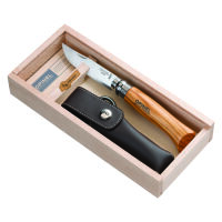 Opinel Taschenmesser No. 08 in Holzbox ink. Etui, Olivenholz Freizeitmesser