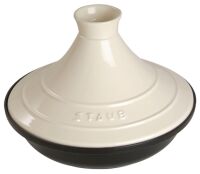 Staub Tajine 28cm rund cream, Gusseisen Auflaufformen + Bräter