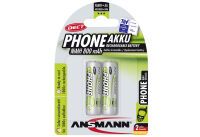 Ansmann Blister 2 X DECT Accu - AA - 800mAh - AA / HR6 - Nickel-Metal Hydride (NiMH) - 1.2 V - 800 mAh - Black