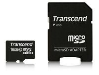 Transcend microSDXC/SDHC Class 10 16GB with Adapter - 16 GB - MicroSDHC - Class 10 - NAND - 90 MB/s - Black