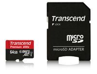 Transcend microSDXC/SDHC Class 10 UHS-I 64GB with Adapter - 64 GB - MicroSDXC - Class 10 - MLC - 90 MB/s - Class 1 (U1)