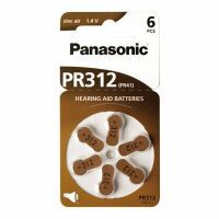 Panasonic PR 312 Hörgerätezellen Zinc Air 6er Rad Batterien