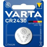 Varta Lithium-Knopfzelle CR2430 / 3 V DC / 290 mAh / 1-Blister / Silber