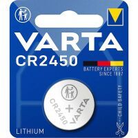 Varta Lithium-Knopfzelle CR2450 / 3 V DC / 570 mAh / 1-Blister / Silber