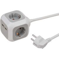 Brennenstuhl 1150100 - 1.4 m - 4 AC outlet(s) - Indoor - Type F - IP20 - Gray - White