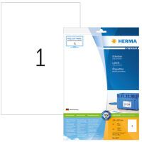 HERMA Labels Premium A4 210x297 mm white paper matt 10 pcs. - White - Self-adhesive printer label - A4 - Paper - Laser/Inkjet - Permanent