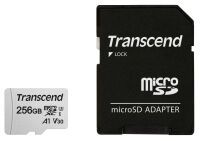 Transcend microSDXC 300S-A 256GB Class 10 UHS-I U3 V30 A1 microSD