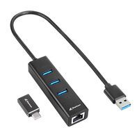 Sharkoon USB-Hub 3xUSB3.2 1xRJ45 45cm Kabel Aluminium schwar (4044951037575)