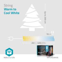 Nedis SmartLife Dekorative LED| Wi-Fi| Warm bis kühlen weiß| 400 LED's| 20.0 m|