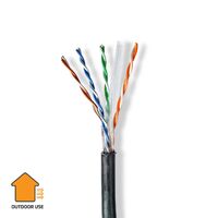 Nedis CAT6 Netzwerkkabel Rolle / Solid / U/UTP / CCA / 305 m / Aussenbereich / Rund / PE / Schwarz / Pull Box - ausziehbar