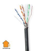 Nedis Netzwerk-Kabel Rollen / CAT6 / Solid / S/FTP / Kupfer / 100 m / Aussenbereich / Rund / PE / Schwarz / Pull Box - ausziehbar