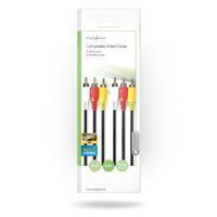 Nedis Composite-Videokabel / 3x Cinch-Stecker / 3x Cinch-Stecker / Vernickelt / 480p / 3.00 m / Rund / PVC / Schwarz / Umschlag