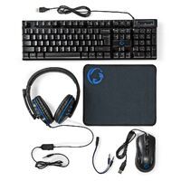 Nedis Gaming Combo Kit| 5-in-1| Tastatur Headset Maus und Mauspad| Schwarz| QWERTY|