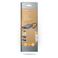 Nedis USB Multi-Port-Adapter / 7-in-1 / USB 3.2 Gen 1 / USB-C™ Stecker / HDMI™ Ausgang / Micro SD / RJ45 Buchse / SD / USB-C™ Buchse / 3x USB-A Buchse / 5 Gbps / 0.20 m / Rund / Vergoldet / PVC / Anthrazit / Box