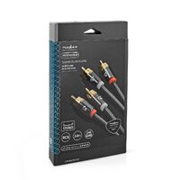 Nedis Stereo-Audiokabel / 2x RCA Stecker / 2x RCA Stecker / Vergoldet / 2.00 m / Rund / Grau / Gun Metal Grau / Verpackung mit Sichtfenster