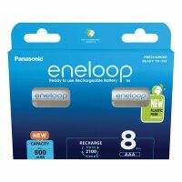 1x8 Panasonic Eneloop Micro AAA 800mAh Ni-MH        BK-4MCDE/8BE Akkus -Universal-