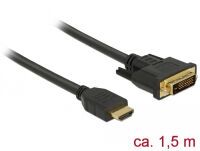 DELOCK Kabel HDMI > DVI 24+1 bidirektional  1.50m schwarz (85653)