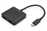 DIGITUS 2-Port MST Video Hub USB-C2xDP MST VideoHub DP 1.4,4K Datenverteiler/Umschalter