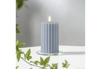 STAR TRADING LED Wachskerze Flamme Stripe Batterie Timer blau 15x7,5cm