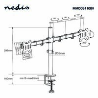 Nedis Schreibtisch Monitorhalterung / 2 Bildschirme / 15 - 32 " / 75x75 / 100x100 / Vollbeweglich
