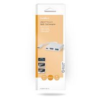 Nedis USB Multi-Port-Adapter / 3-in-1 / USB 3.2 Gen 1 / USB-C™ Stecker / HDMI™ Ausgang / USB-A Buchse / USB-C™ Buchse / 5 Gbps / 0.10 m / Rund / Vernickelt / PVC / Weiss / Box