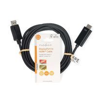 Nedis Displayport-Kabel / DisplayPort Stecker / HDMI™ Stecker / 1080p / Vernickelt / 3.00 m / Rund / PVC / Schwarz / Label