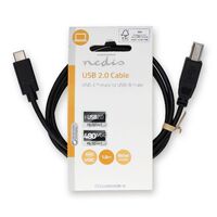 Nedis USB-Kabel / USB 2.0 / USB-C™ Stecker / USB-B Stecker / 480 Mbps / Vernickelt / 1.00 m / Rund / PVC / Schwarz / Label