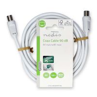 Nedis Koaxial Kabel / IEC (Coax) Stecker / IEC (Coax) Stecker / Vernickelt / 90 dB / 75 Ohm / Doppelt geschirmt / 3.00 m / Rund / PVC / Weiss / Label