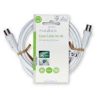 Nedis Koaxial Kabel / IEC (Coax) Stecker / IEC (Coax) Buchse / Vernickelt / 90 dB / 75 Ohm / Doppelt geschirmt / 2.00 m / Rund / PVC / Weiss / Label