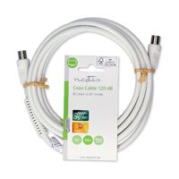 Nedis Koaxial Kabel / IEC (Coax) Stecker / IEC (Coax) Buchse / Vernickelt / 120 dB / 75 Ohm / 4-fach geschirmt / 3.00 m / Rund / PVC / Weiss / Label