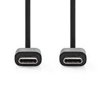 Nedis USB-Kabel / USB 2.0 / USB-C™ Stecker / USB-C™ Stecker / 60 W / 480 Mbps / Vernickelt / 1.00 m / Rund / PVC / Schwarz / Label