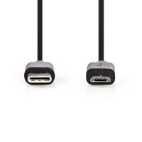 Nedis USB-Kabel / USB 2.0 / USB-C™ Stecker / USB Micro-B Stecker / 18 W / 480 Mbps / Vernickelt / 1.00 m / Rund / PVC / Schwarz / Label