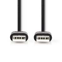 Nedis USB-Kabel / USB 2.0 / USB-A Stecker / USB-A Stecker / 480 Mbps / Vernickelt / 2.00 m / Rund / PVC / Schwarz / Label