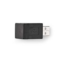 Nedis USB-A Adapter / USB 2.0 / USB-A Stecker / USB-A Buchse / 480 Mbps / Rund / Vernickelt / PVC / Schwarz / Box