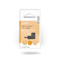 Nedis USB-A Adapter / USB 2.0 / USB-A Stecker / USB-A Buchse / 480 Mbps / Rund / Vernickelt / PVC / Schwarz / Box