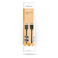 Nedis USB-Kabel / USB 3.2 Gen 1 / USB-A Stecker / USB-A Stecker / 5 Gbps / Vernickelt / 1.00 m / Rund / PVC / Schwarz / Box