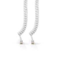 Nedis Telefonkabel / RJ10 Stecker / RJ10 Stecker / 2.00 m / Kabeldesign: Aufgerollt / Kabeltyp: RJ10 / Weiss / Box