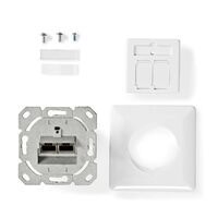 Nedis Netzwerk-Wanddose / Unterputzmontage / 2-Port port(s) / CAT7 / Gerade / Buchse / Vergoldet / PVC / Elfenbein / Box