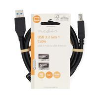 Nedis USB-Kabel / USB 3.2 Gen 1 / USB-A Stecker / USB-A Buchse / 18 W / 5 Gbps / Vernickelt / 1.00 m / Rund / PVC / Schwarz / Label