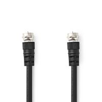 Nedis Satelliten- und Antennenkabel / F Stecker / F Stecker / Vernickelt / 50 dB / 75 Ohm / Doppelt geschirmt / 1.50 m / Rund / PVC / Schwarz / Label