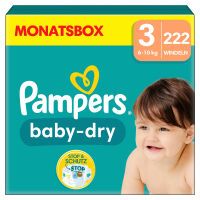  Pampers Baby-Dry Größe 3, 222 Windeln, 6kg - 10kg Monatsbox